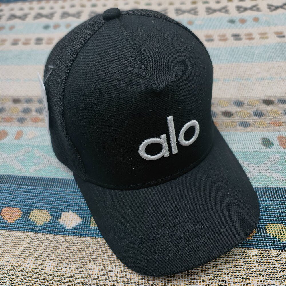 NWT ALO Yoga Black District Trucker Hat